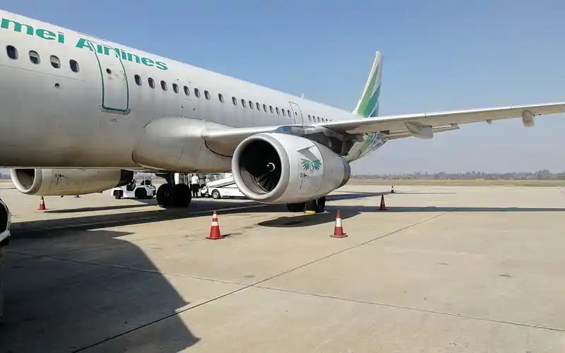 澜湄航空a320降落柬埔寨暹粒吴哥国际机场