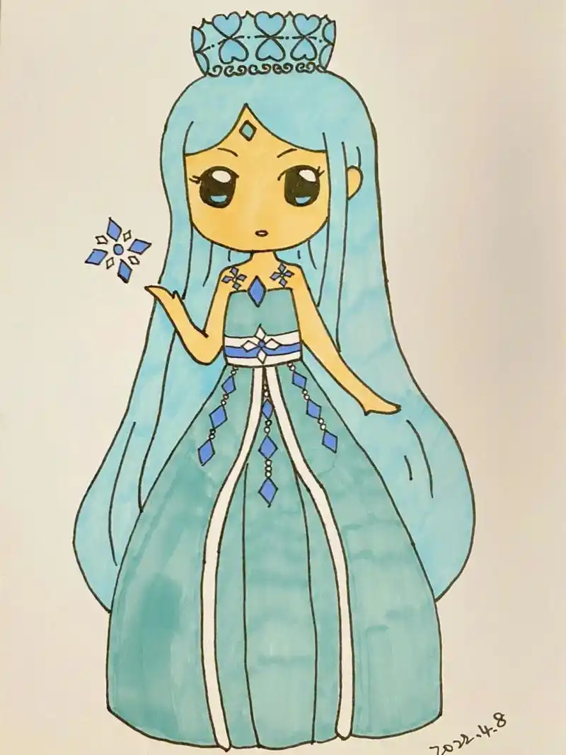 37.叶罗丽冰公主简笔画 小可爱们可以临摹起来,附超详细过程图哦 	 临