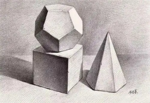 素描石膏几何体组合绘画步骤石膏几何体素描画法解析