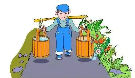 破桶子一位挑水夫,有两个水桶,分别吊在扁担的两头,其中一个桶子有