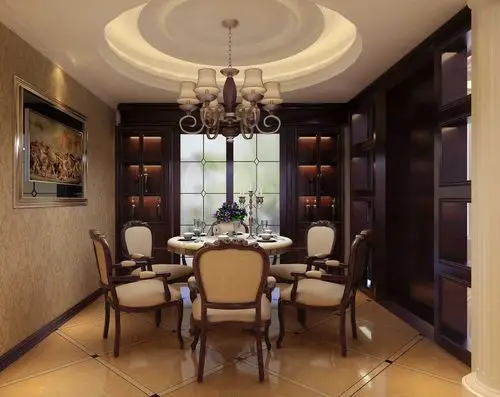 高端复古欧式 餐厅圆形吊顶欣赏