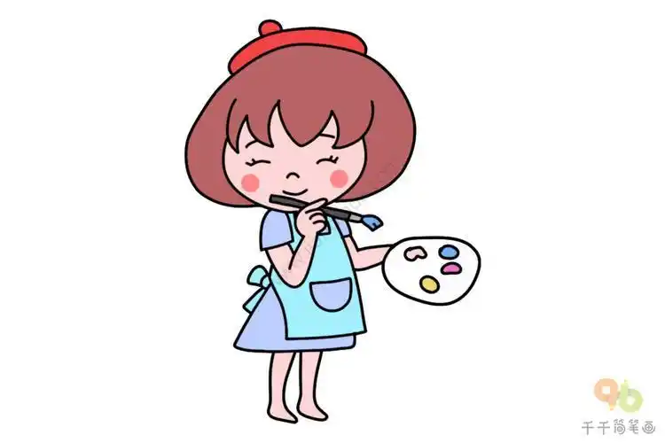 彩色小小画家的简笔画画家梦想简笔画长大想当画家简笔画画家简笔画