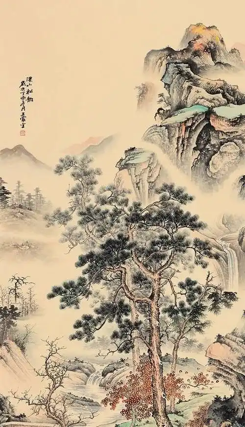 山水画《踏春行吟图》【名家仿古山水画画家王宁精品仿古山水画选集