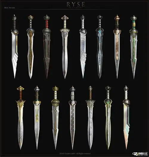 高清游戏原画武器--剑色彩设计图