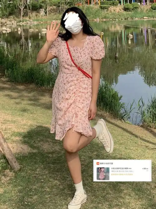 158120小个子微胖女生夏天的温柔碎花裙