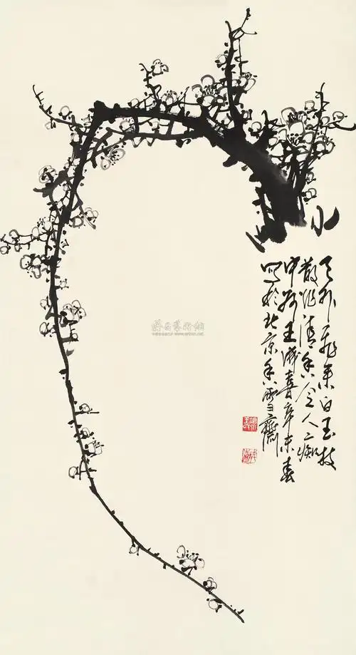 0018 辛未(1991年)作 墨梅 立轴 纸本