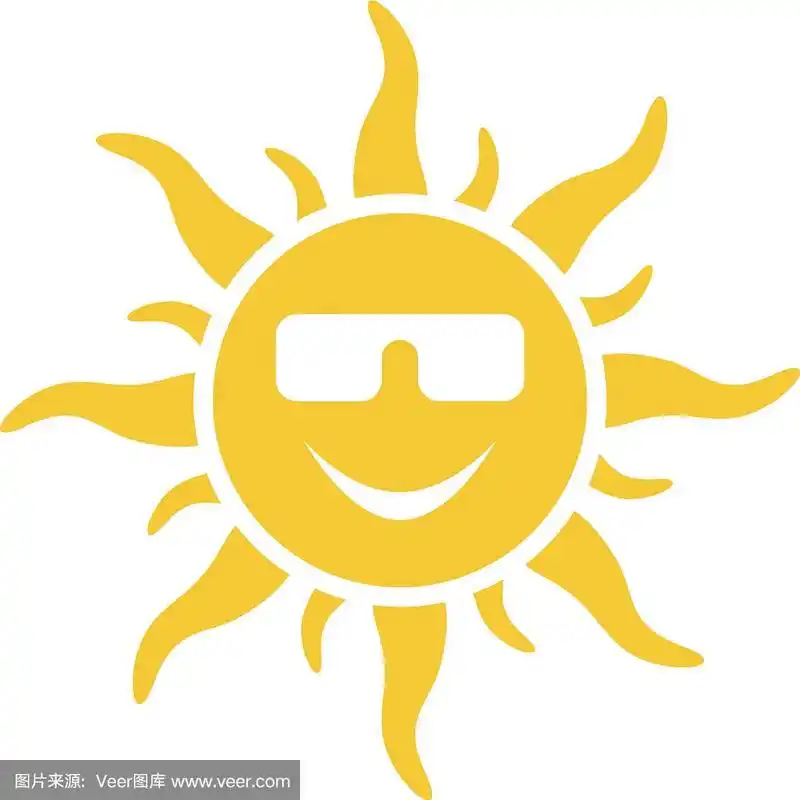太阳表情符号-简单元素夏季概念