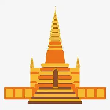 扁平化标志性泰国玉佛寺建筑旅游