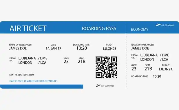 > 天蓝色简约飞机票