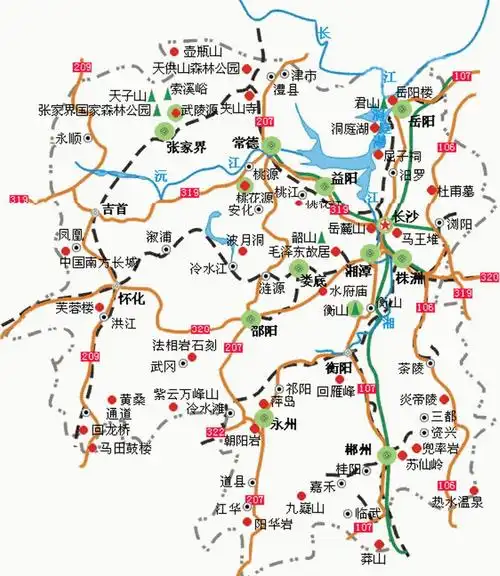 湖南旅游图,湖南省地图,湖南导游图