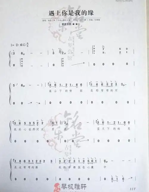 《遇上你是我的缘》|古筝流行曲曲谱大全