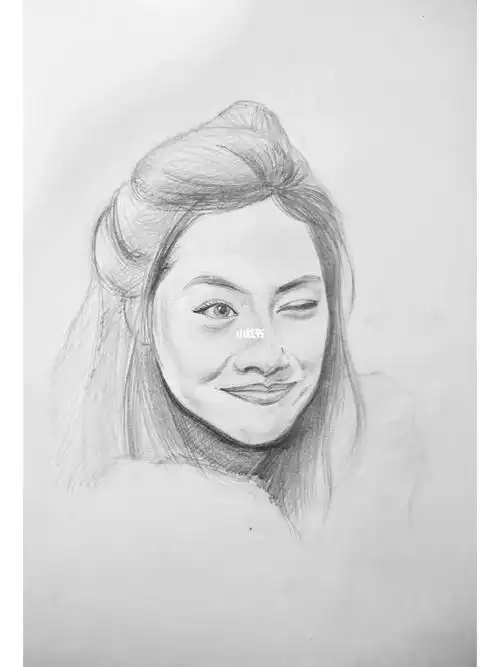 紫霞仙子小幅铅笔画