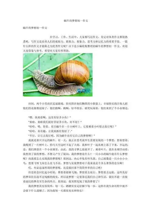 蜗牛的梦想初一作文