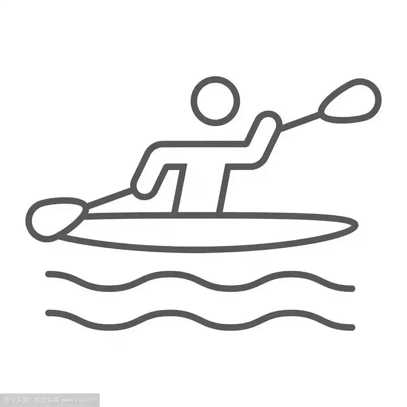 男子皮划艇细线运动和划艇图标