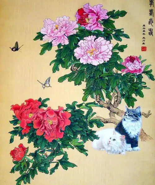 牡丹蝴蝶工笔画,图片大全,高清,图库-回车桌面