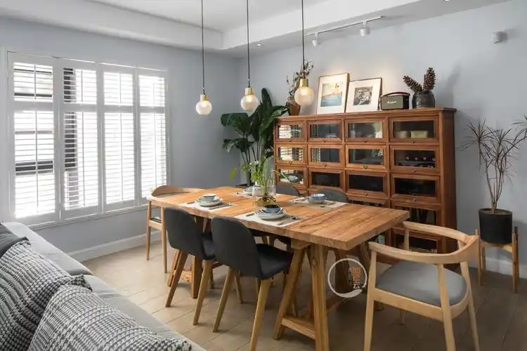 原木风格餐厅厨房现代简约78m05二居设计图片赏析--土巴兔装修效果