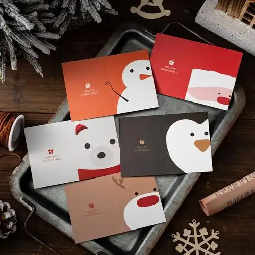 圣诞节创意贺卡diy烘焙祝福感恩感谢加厚小卡片简约礼物卡纸