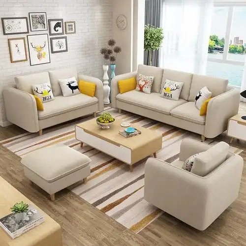 心宜家北欧日式沙发客厅整装组合小户型乳胶布艺沙发可拆洗简家居