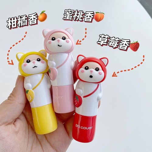 一芯可爱卡通儿童女孩润唇膏无色草莓水蜜桃补水保湿滋润小支学生