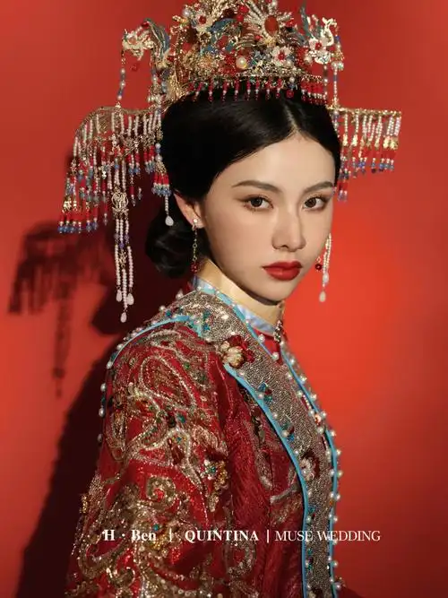 quintina汉服作品分享十里红妆凤冠霞披