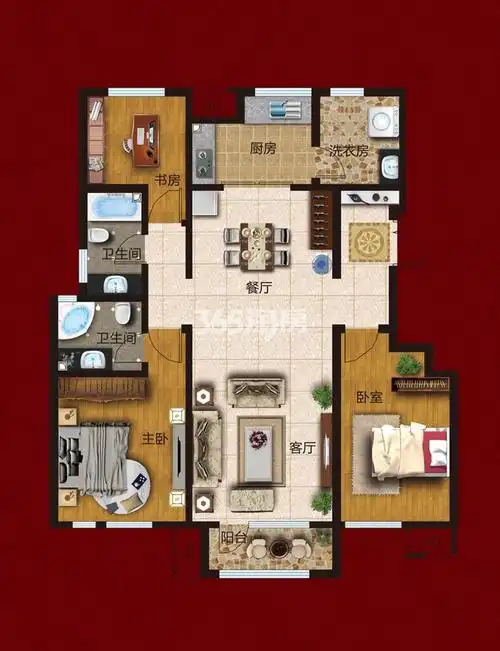 低密度多层125平米 三室两厅两卫