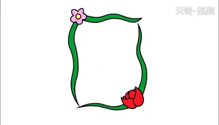 4,再画边框的花叶.5,最后涂上相应的颜色即可.