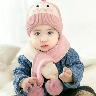 宝宝帽子围巾冬季女1一2岁 婴儿