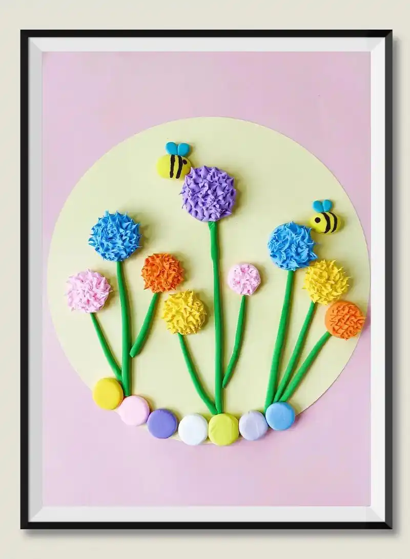 春天的绣球花||亲子手工粘土画教程.🌸今天来做一幅超简单的 - 抖音