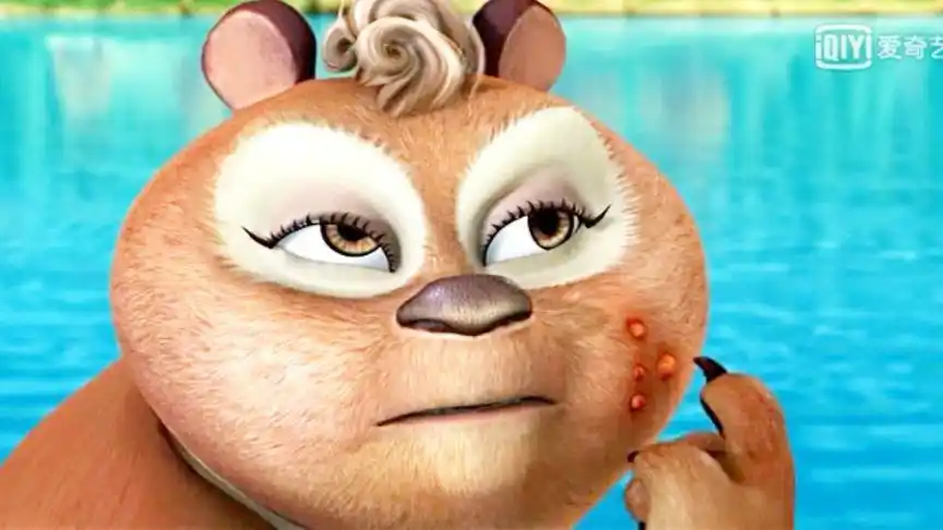 熊出没:翠花脸上长青春痘变丑了,熊大有妙计,去找美容液!