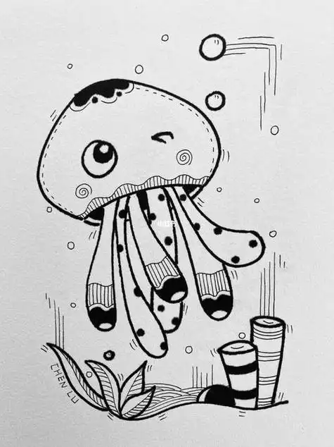 儿童简笔画黑白线描