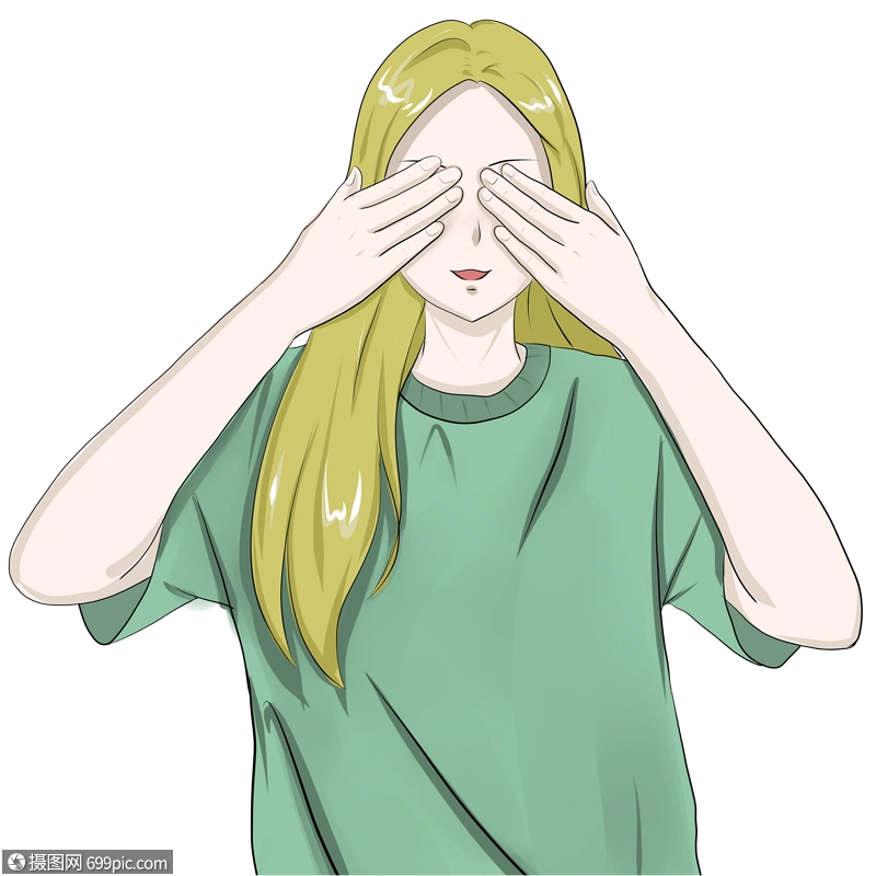 爱眼日捂眼睛的女孩