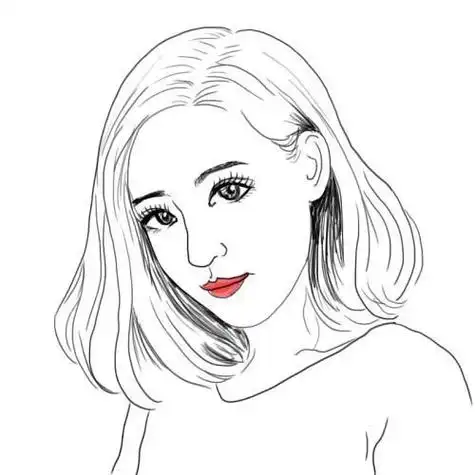 女生头像白描