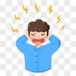 手绘男孩被噪音吵到暴躁免抠元素
