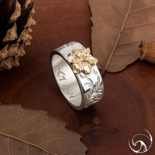 【国内现货】cometrue格桑花金银唐草戒指 情侣原创设计银饰对戒