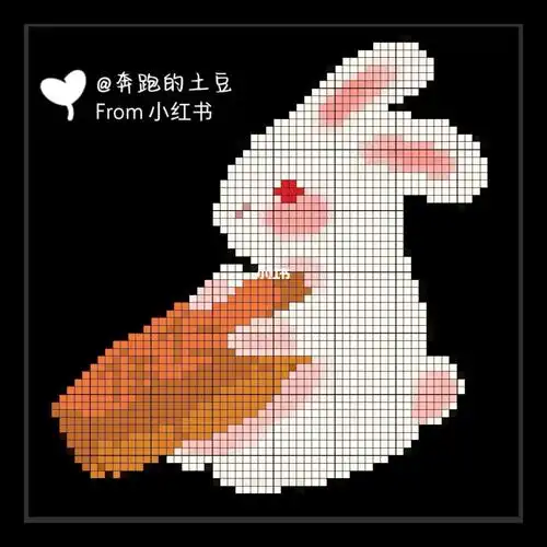 中秋兔  #月饼兔 # #拼豆豆  #十字绣  中秋月饼 可可爱爱的小兔子