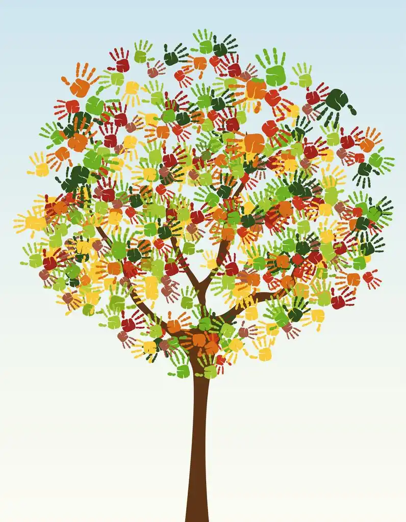 一棵树的儿童手印,一棵树的儿童手印