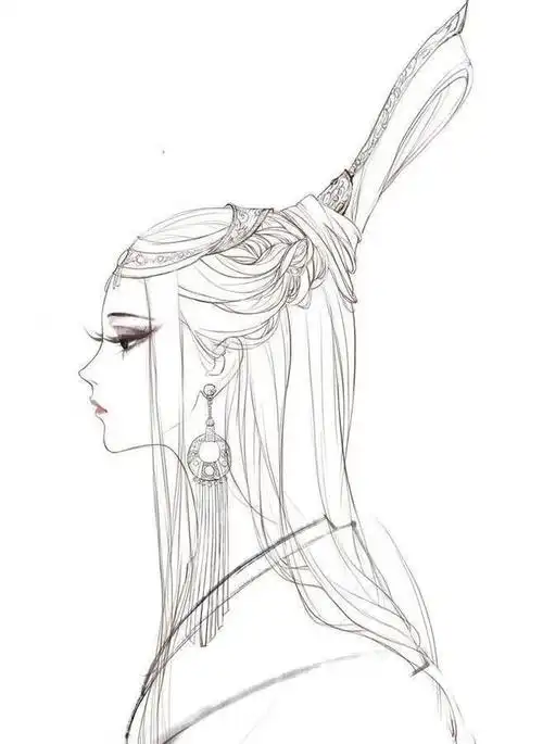 古风汉服人物手绘线稿|绘画|白描|线描|古体诗_网易订阅