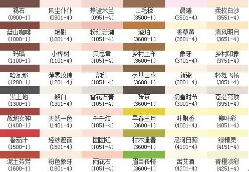 华润漆色卡对照表