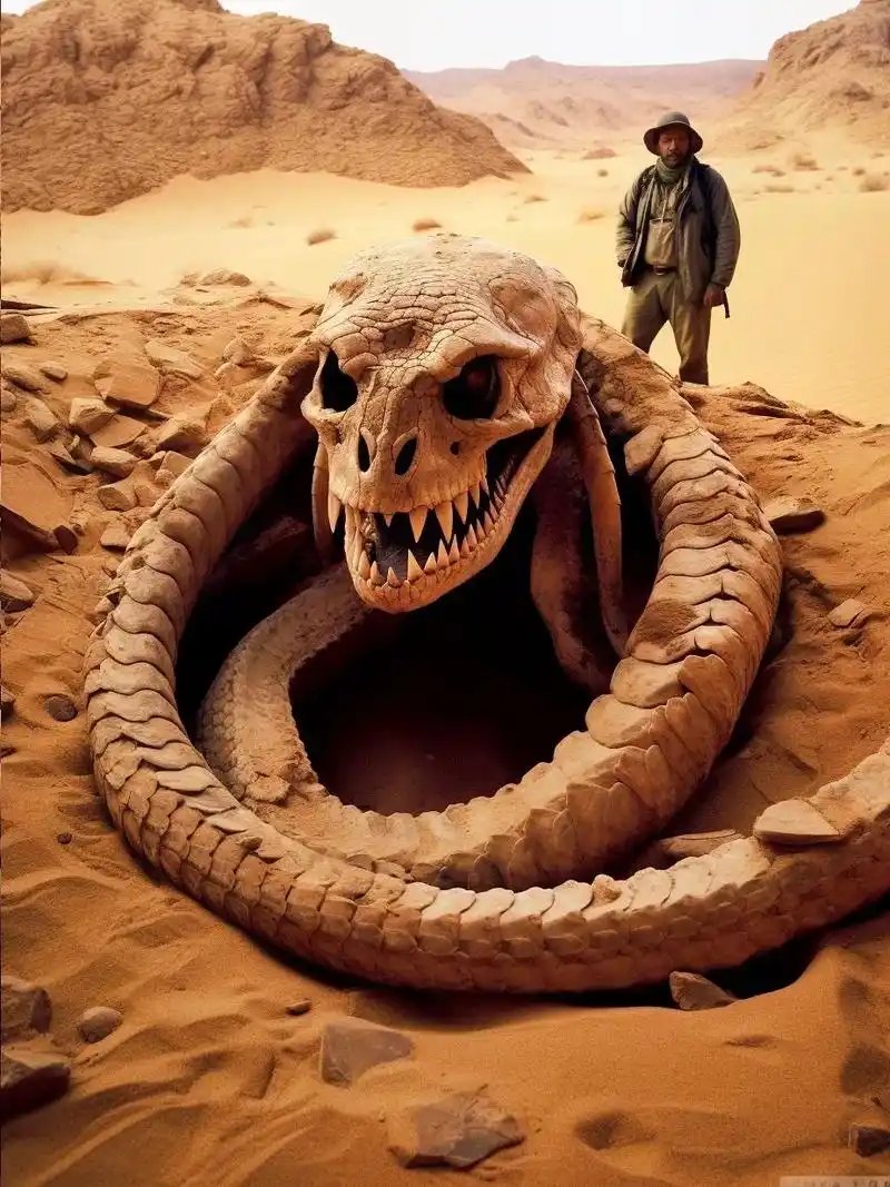 沙漠戈壁中,发现巨蛇洞窟.图文纯属虚构,仅供娱乐. 传闻精绝 - 抖音