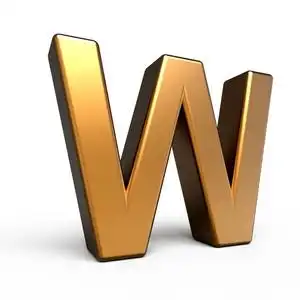 3d 表面无光泽的金色字母 w照片