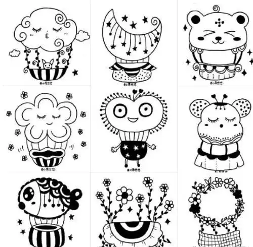 最美的黑白画简笔画