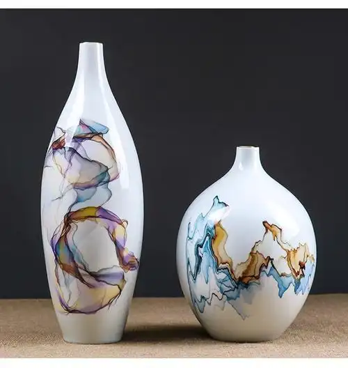 现代陶瓷花瓶摆件样板房家居客厅书房中国风创意花器软装饰工艺品 a款