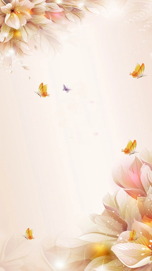 蝶恋花温馨浅色花朵h5背景图