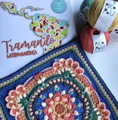 钩针编织拼色地毯配色分享