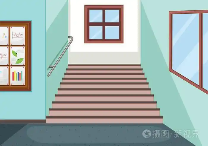 学校楼梯插图的内部