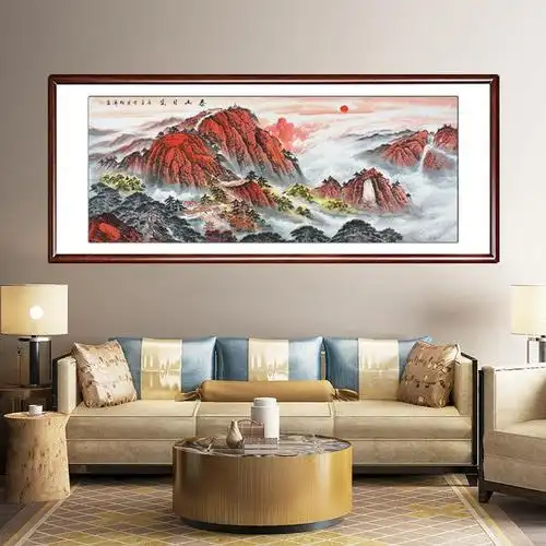 当代著名画家曾松涛的《泰山日出》,雄浑苍劲,,气势磅礴,视觉效果出色