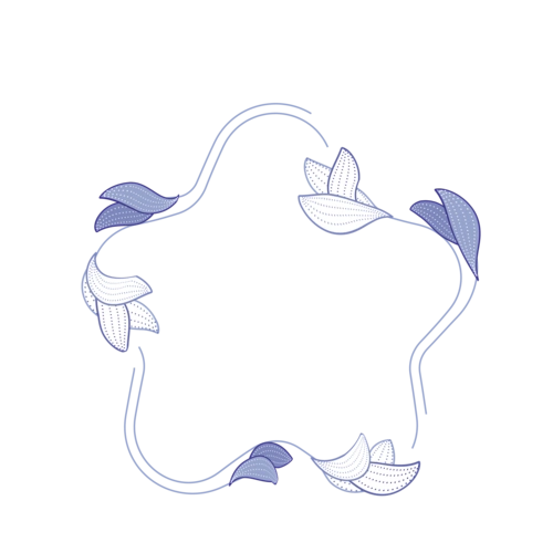 矢量卡通蓝色唯美花朵星星边框