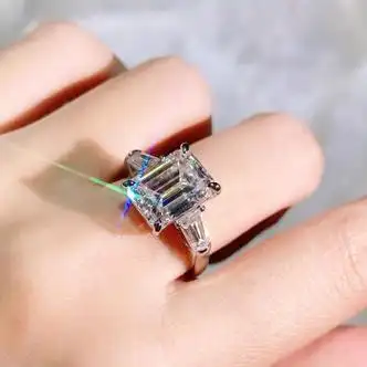 呱啦莫桑石钻戒女方糖莫桑钻戒指女一克拉方钻求婚戒七夕礼物美码5号