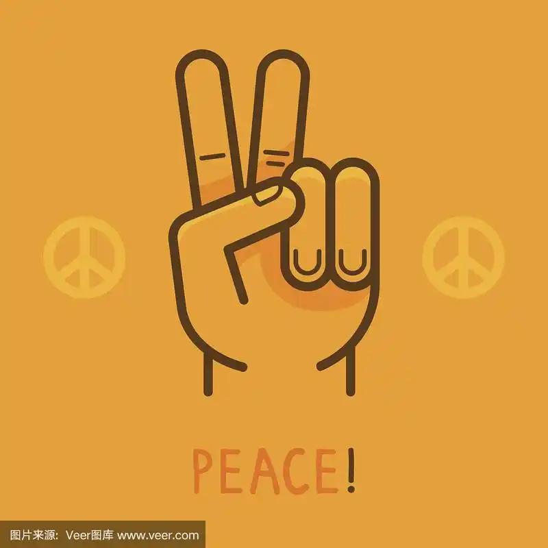 矢量和平手势,双手伸出两根手指