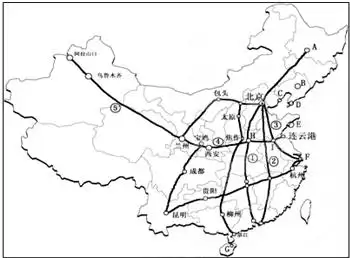 读"我国铁路示意简图",完成下列各题.